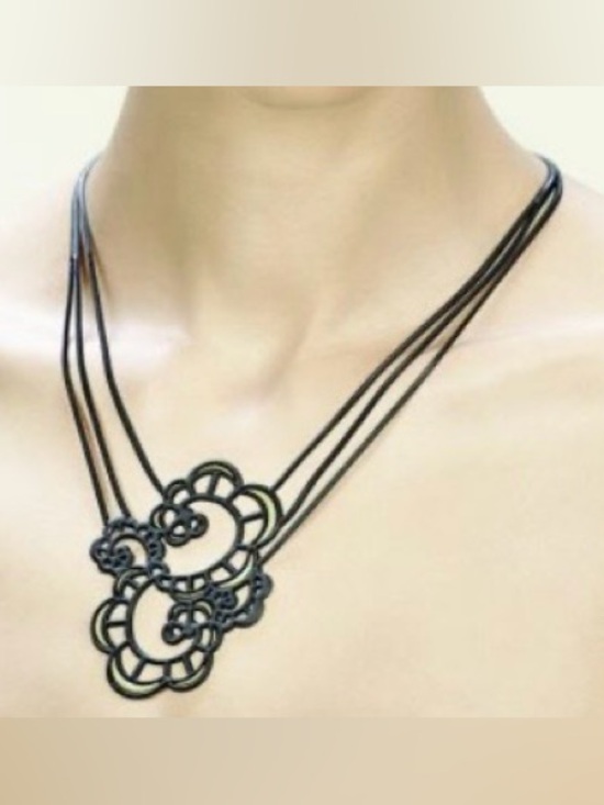 Batucada Jewelry - Batucada Black Japanese Flower Silicone Necklace